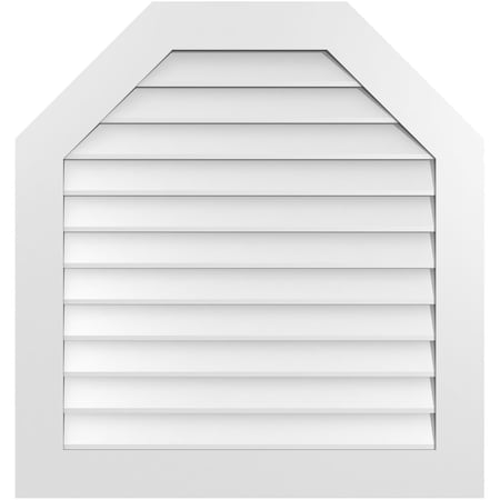 Ekena Millwork Octagonal Top Surface Mount PVC Gable Vent w/ 3-1/2"W x 1"P Standard Frame, 34"W x 36"H GVPOT34X3601SN